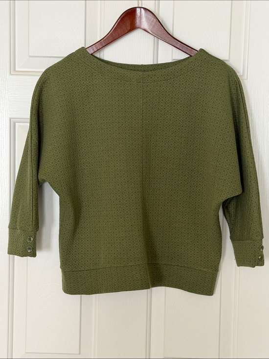3RD + MALT Tops - 3RD + MALT Olive Green Textured Dolman Sleeve Top Small S Boxy Knit Blouse